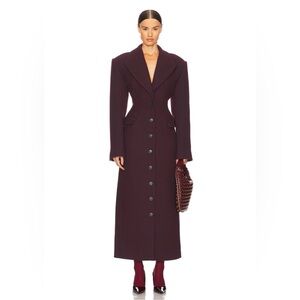 Helsa burgundy topcoat with shoulder pads
